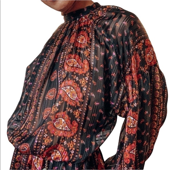 Zara Paisley Print Boho Blouson Mini Dress NWT - Picture 9 of 11